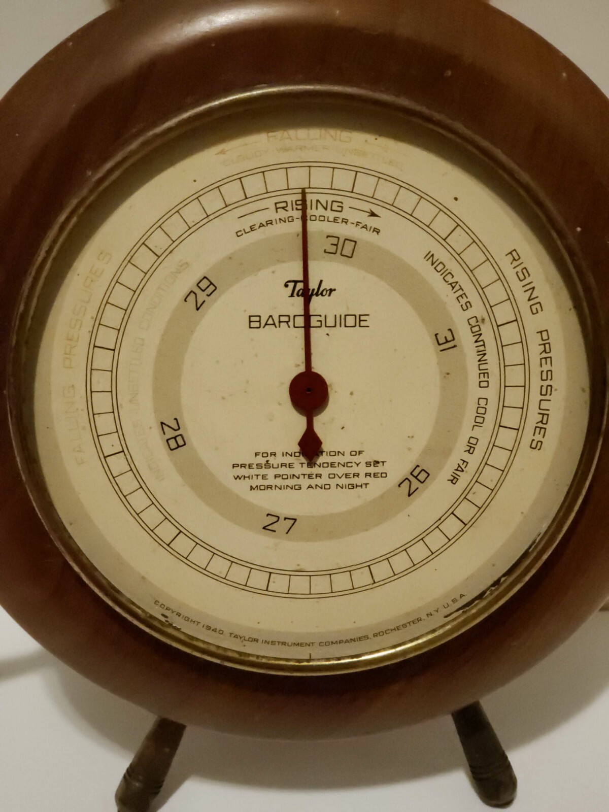 Vintage Taylor Baroguide Ship Wheel Nautical Wall Barometer 1940s