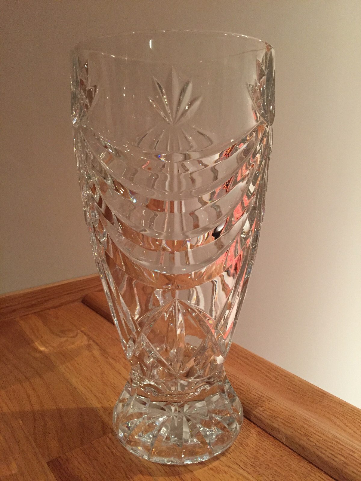 Royal Gallery Lausanne 24% Lead Crystal Vase w/ Cut Fans