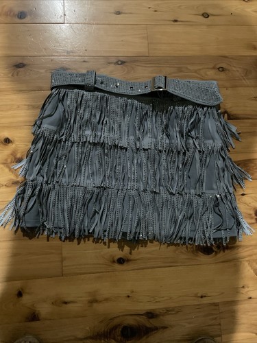 NEW $70 Nylon Apparel Blue Rhinestone Fringe Western Party