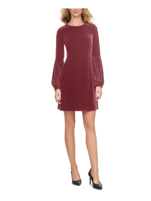 

CALVIN KLEIN Женское розовое платье-футляр розового цвета с длинными рукавами и круглым вырезом, Розовый