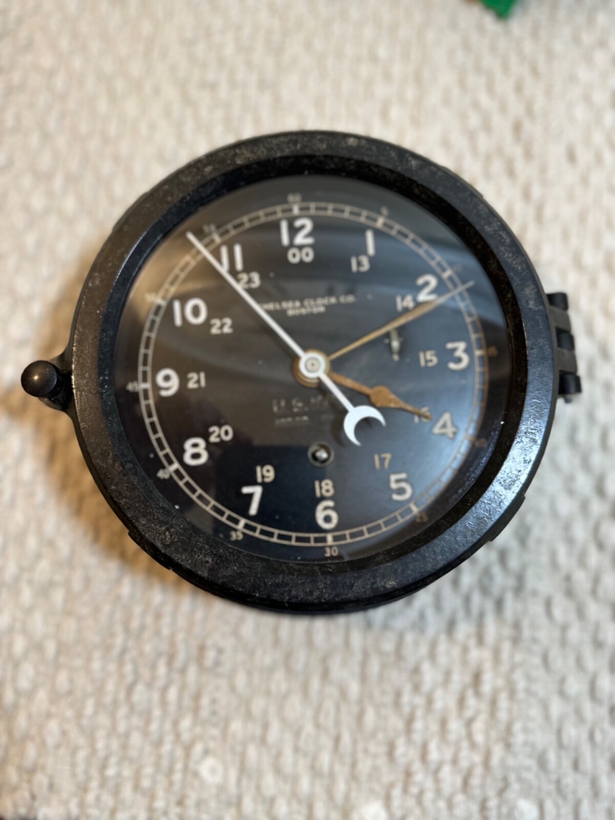 V*e様 1940s us navy CHELSEA CLOCK ww2 セスト CHELSEA WWII U S NAVY ZIG-ZAG, HACK-SET SHIPS CLOCK - ON