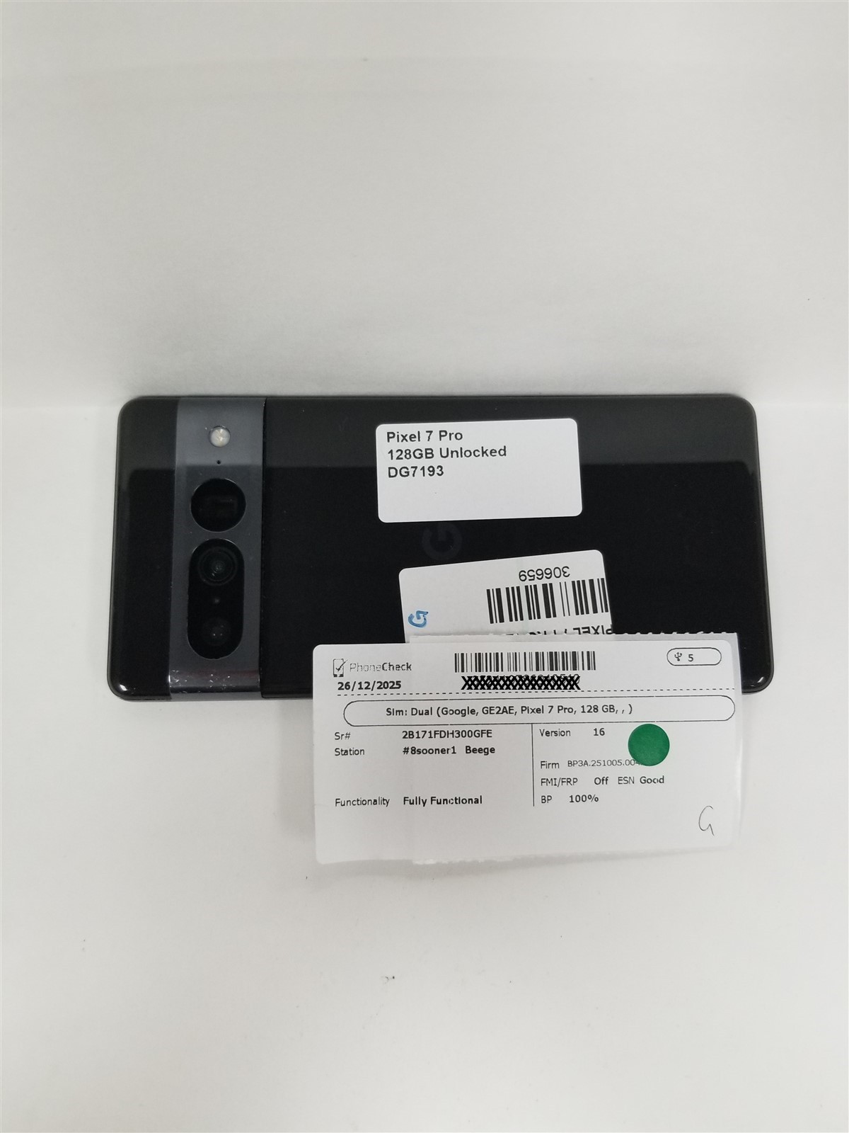 Google Pixel 7 Pro 128GB Black GE2AE (Unlocked) Fully Functional DG7193