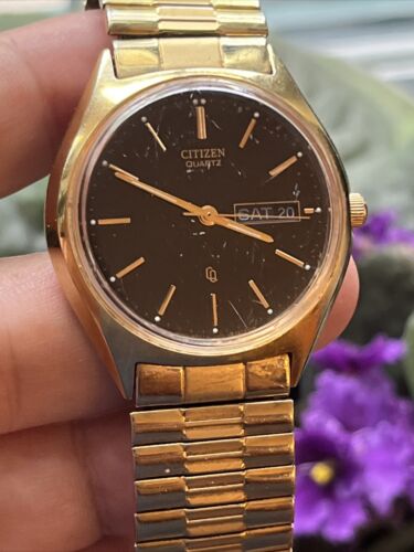 Vintage Citizen Quartz CQ black dial gold tone men's watch Vintage Citizen Quartz CQ black dial gold tone men's watch