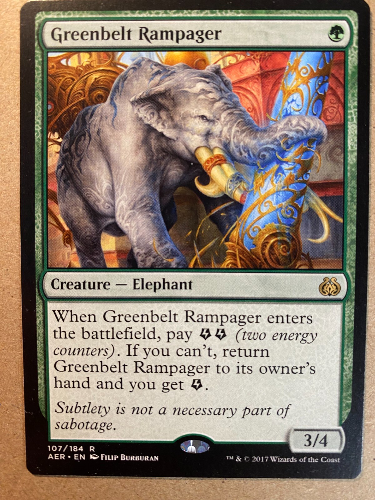 Greenbelt Rampager 1x FOIL AER MTG Aether Revolt Rare MINT green Greenbelt Rampager 1x FOIL AER MTG Aether Revolt Rare MINT green