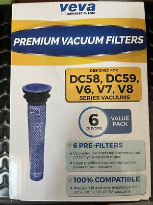 VEVA  6PK Pre-Filters Compatible Dyson Vacuum Filter V6, V7, V8, DC58, DC59 
