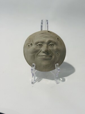 Full Moon Face Sculpture, Ghost White Moon Face, Indoor Outdoor by Claybraven