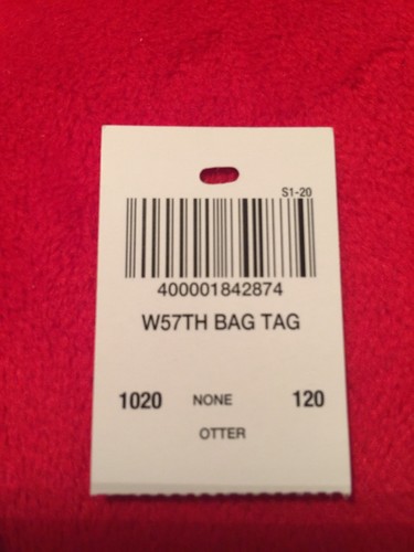 HENRI BENDEL WEST 57TH BAG TAG Otter With Lipstick Patch NEW