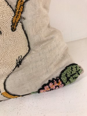 40s Swan Embroidered Pillow w/ cattails reeds NICE 13