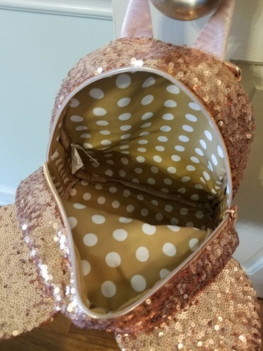 NEW Disney’s Minnie Mouse Ears Bow Sequin Mini Backpack Rose Gold SOLD OUT