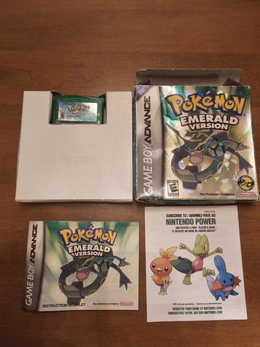 Pokemon Emerald Gameboy Advance Box, Manual, Tray, Insert, Authentic,New Battery Pokemon Emerald Gameboy Advance Box, Manual, Tray, Insert, Authentic,New Battery