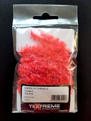SUPER UV CHENILLE - RED - 15mm - 3 Meters - Textreme - Fly Tying Material - NEW!
