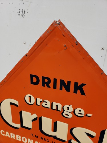 Rare Orange Crush diamond Sign. Painted Metal. Embossed!