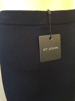 Pre-owned St. John's Bay St John Knit Size P Navy Blue Straight Skirt Santana Wool Rayon