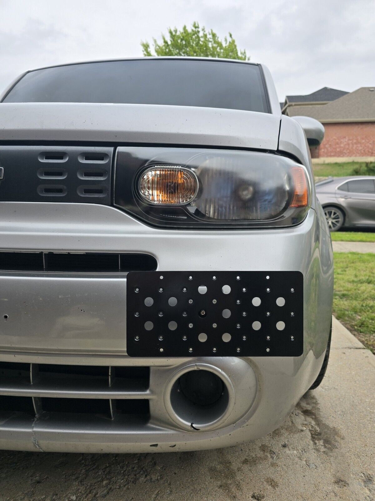 Front Bumper Tow Hook License Plate Bracket Kit For Nissan Cube