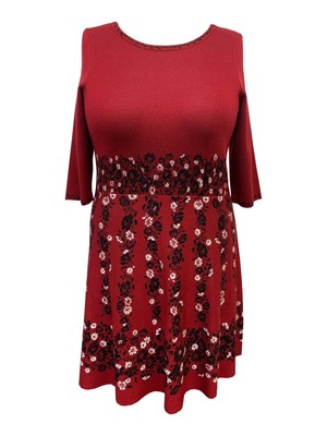 

Женское красное вязаное платье-свитер длиной до колена с рукавами 3/4 TAYLOR WOMAN Plus, Красный