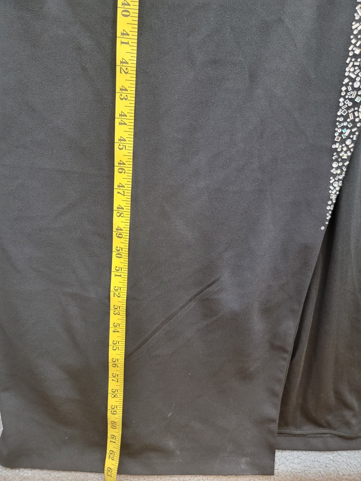 Nightway Rhinestone-Trim Strappy-Back Gown Women 14 Black Straight Neck Back Zip - Picture 7 of 15