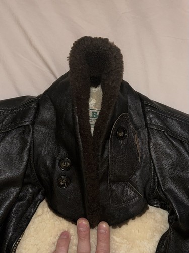 Vintage LL Bean leather shearling bomber jacket 38