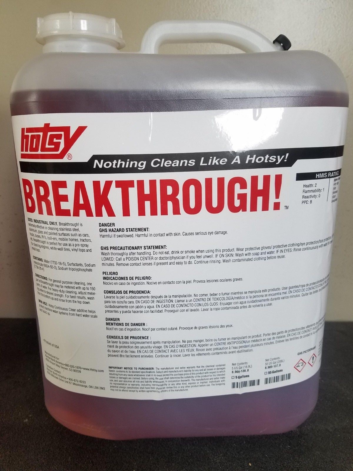 Foam Cannon With 5 Gallons Of Hotsy Breakthrough Detergent New for