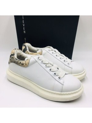 

STEVE MADDEN Женские белые кроссовки на танкетке со змеиным принтом 1 Платформа с глазурью 7,5 м, Белый, GLAZ01D1