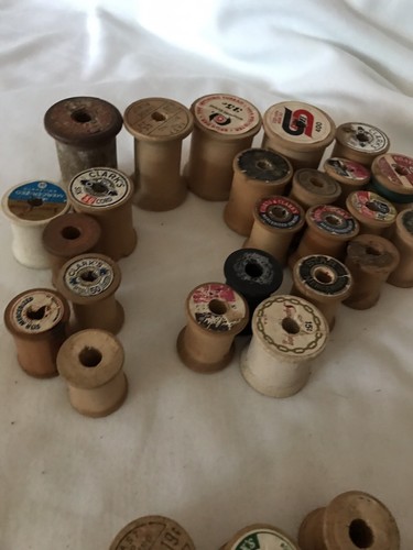 Lot Of 38 Vintage And Antique Wood Spools NO THREAD SPOOLS ONLY