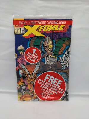 X-FORCE #1 1991 Marvel Comics Sealed Polybag with X-Force Card Cable Liefeld