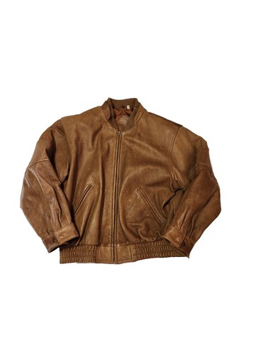 Roundtree and Yorke Mens Medium Brown Genuine Leather Jacket Large RN58909