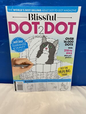 Blissful ''Dot 2 Dot'' Magazine - Healing Trend Activity Book Cat Cover