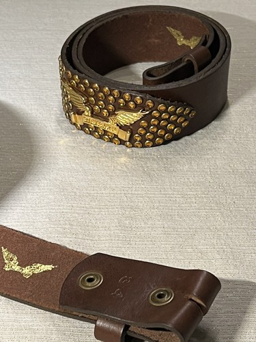 Pre-owned Handmade Robins Jean, Hand Made Leather Belt W/ Gold Swarovski 100% Hand Made In Italy