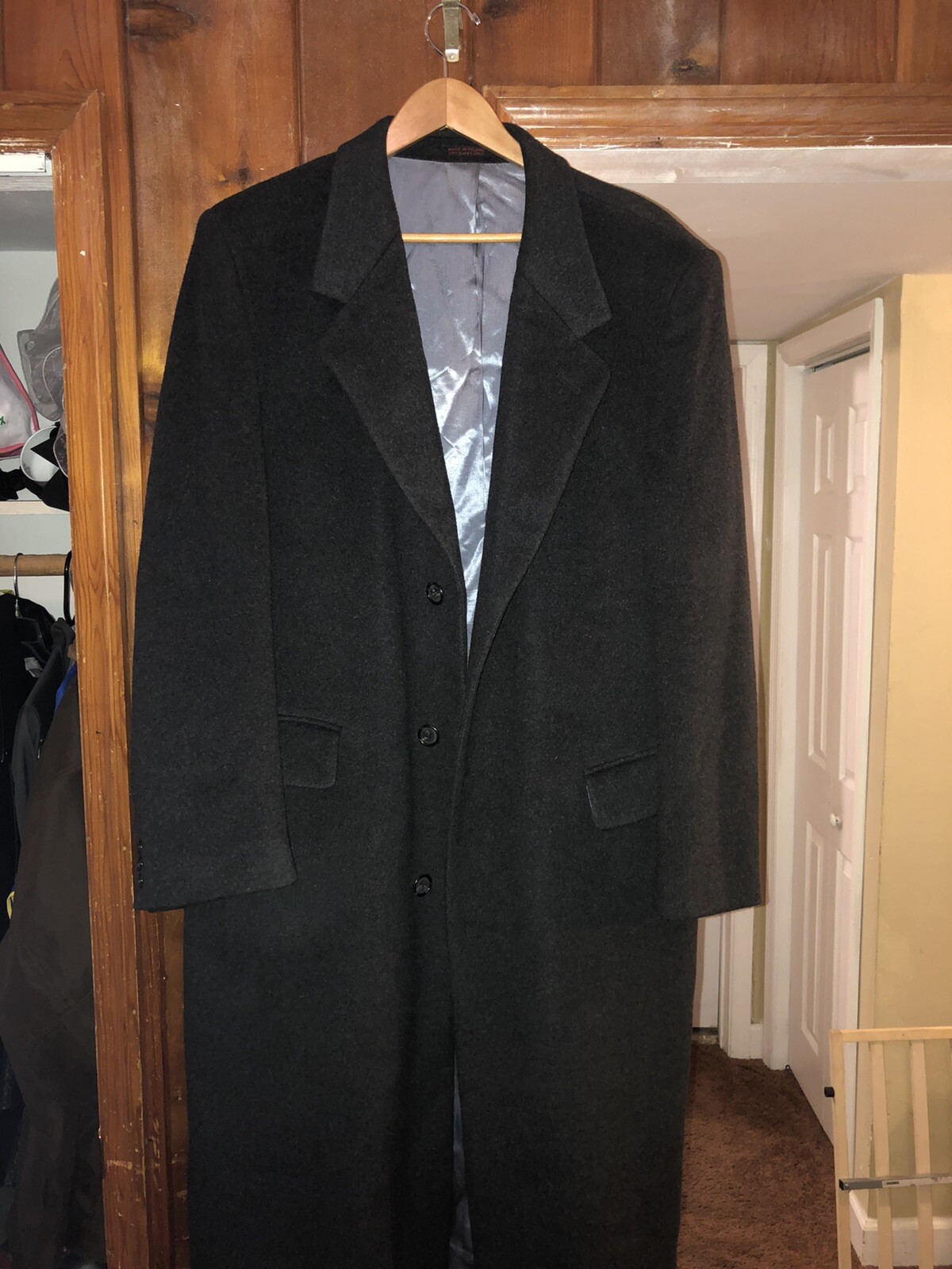 High End Men's Gray Wool Coat Size L