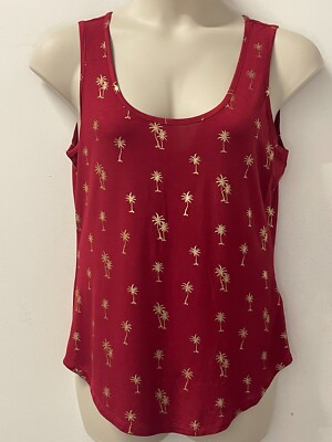 OASIS Ladies Red Palm Tree Sleeveless Vest Tank Top Sizes XS-L Brand New