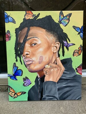 Playboi Carti Original Oil Painting 20x24  Wall Art Canvas Butterfly Poster