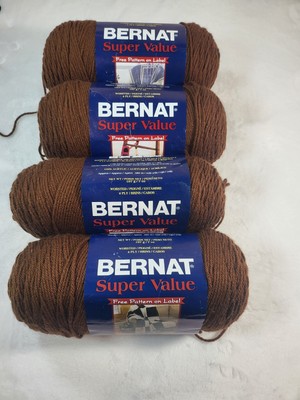 Lot of 4 Bernat Super Value Solid Walnut 7oz Colored Yarn
