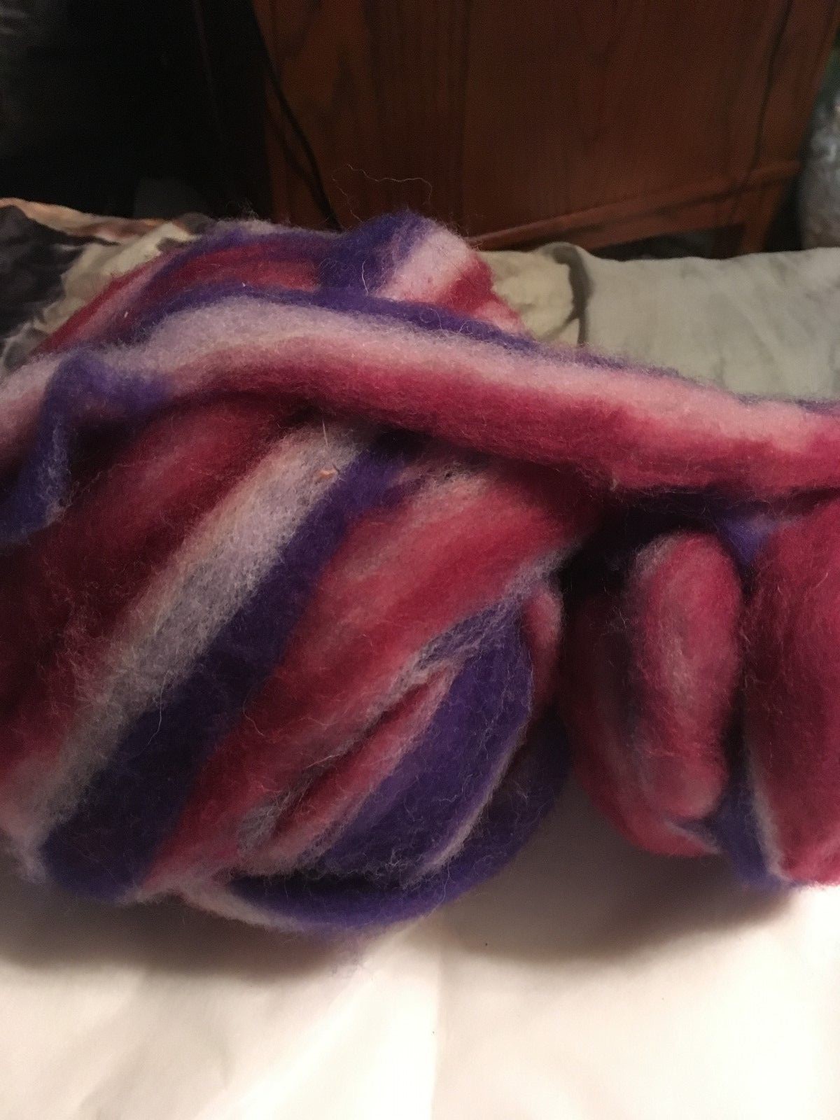 Red White and Blue Wool Roving Spinning or Felting Fiber 5.2 oz