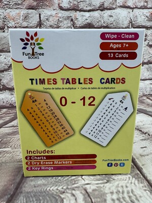 Fun Tree Books Multiplication Flash Cards 0-12 Set with Rings, Markers, Charts