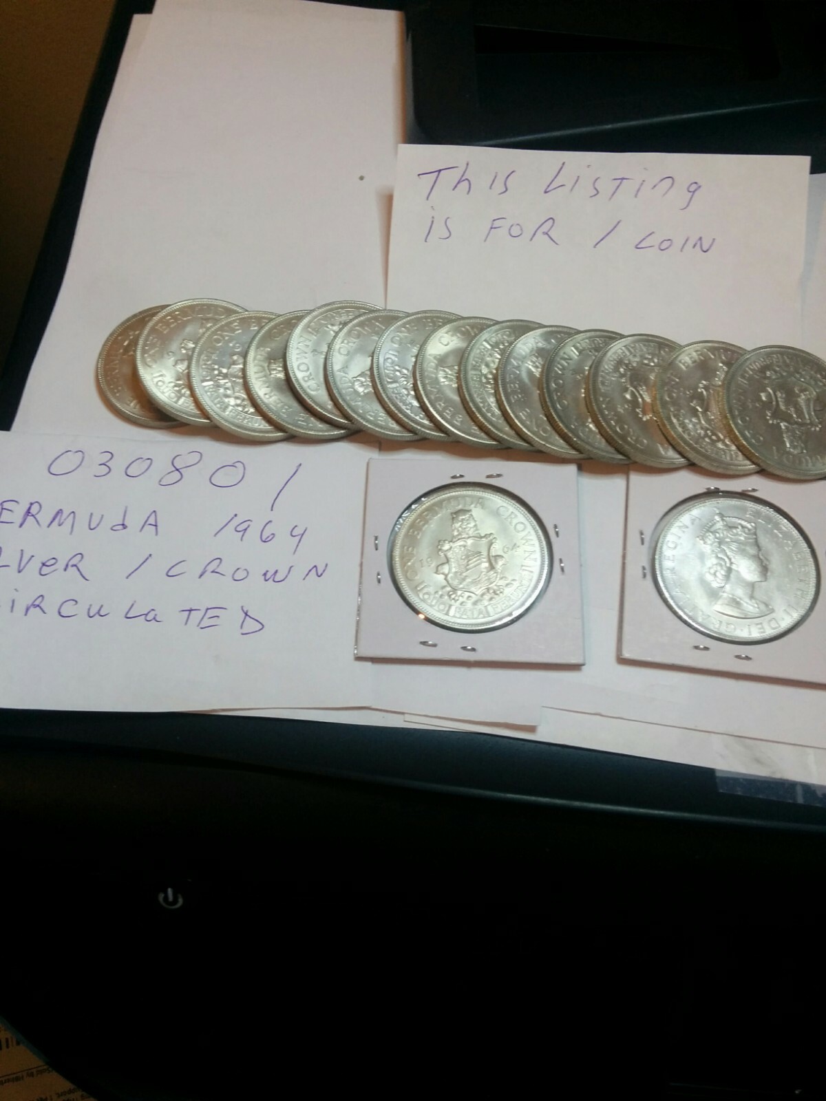 Bermuda 1 Crown Silver Roughly Size of Silver Dollar1964 * FREE SHIPPING 030801