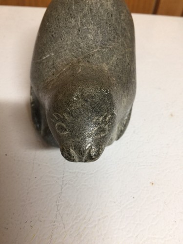 Vintage SEAL Signed Northwest Coast Inuit Carved Soapstone Figure