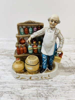Bottle Salesman Sculpture Art Figurine Statue  vtg antique Italian bar keep