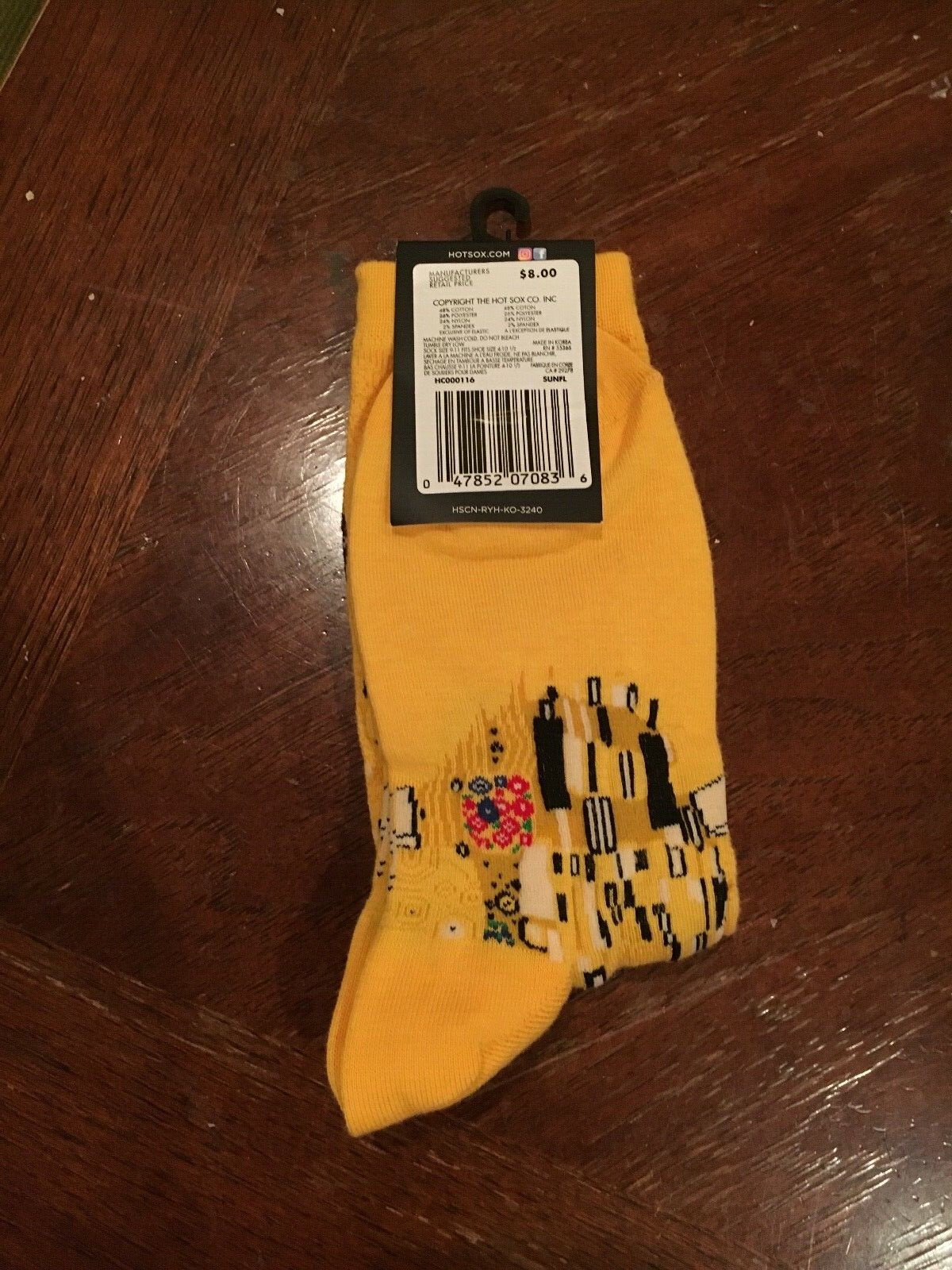 Women's Famous Artist Series Hot Sox Collection Yellow Socks Size 4-10.5, New