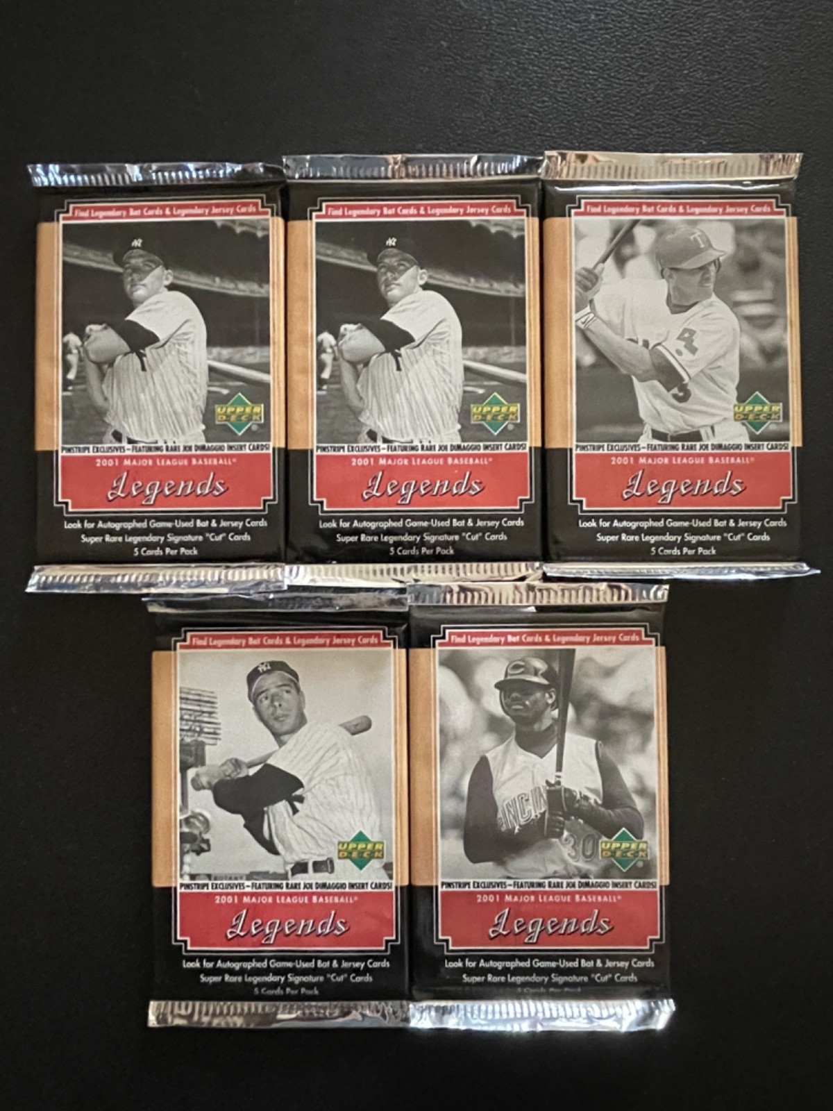 2001 Upper Deck Legends Baseball 5 Cards Per Pack Lot Of 5 #18