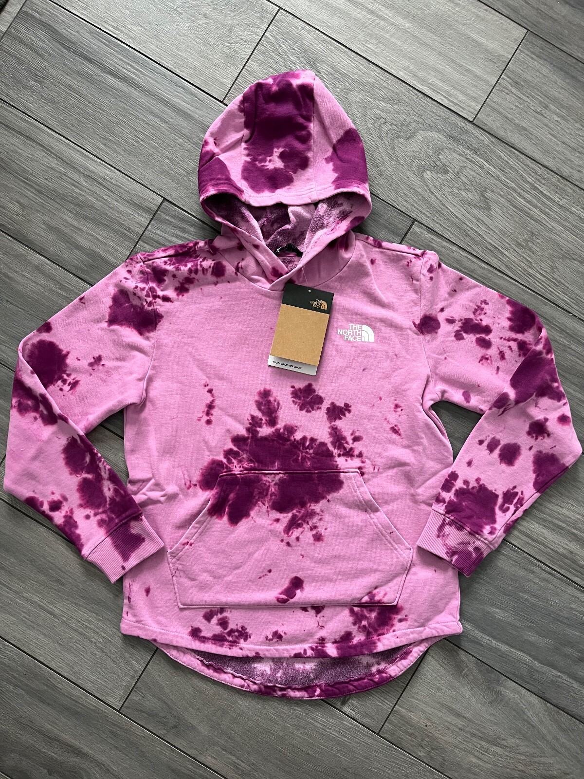 NORTH FACE GIRLS TIE DYE HOODY SWEATSHIRT, PINK PURPLE, NWT NORTH FACE GIRLS TIE DYE HOODY SWEATSHIRT, PINK PURPLE, NWT