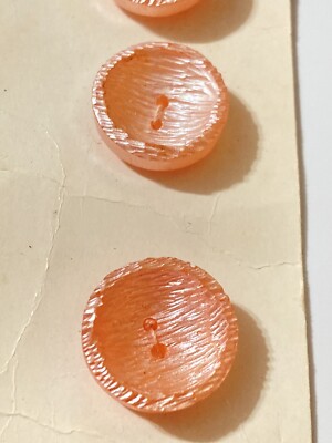 VTG Le Chic Plastic Buttons Peach Pink Pearly Textured 2 Hole 3/4'' 3 NEW on Card