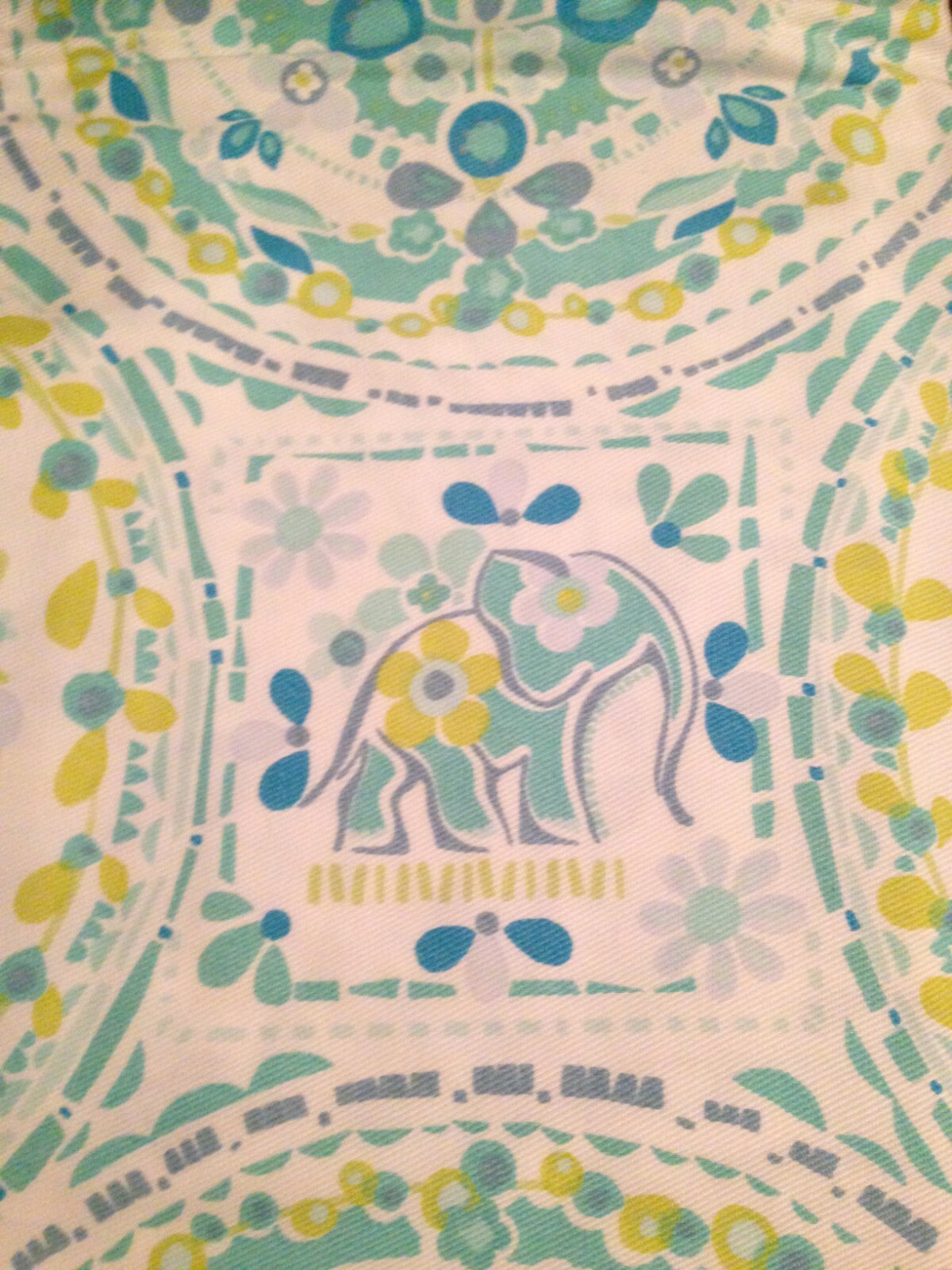 Cynthia Rowley shower Curtain Elephants Green Aqua Floral Fabric