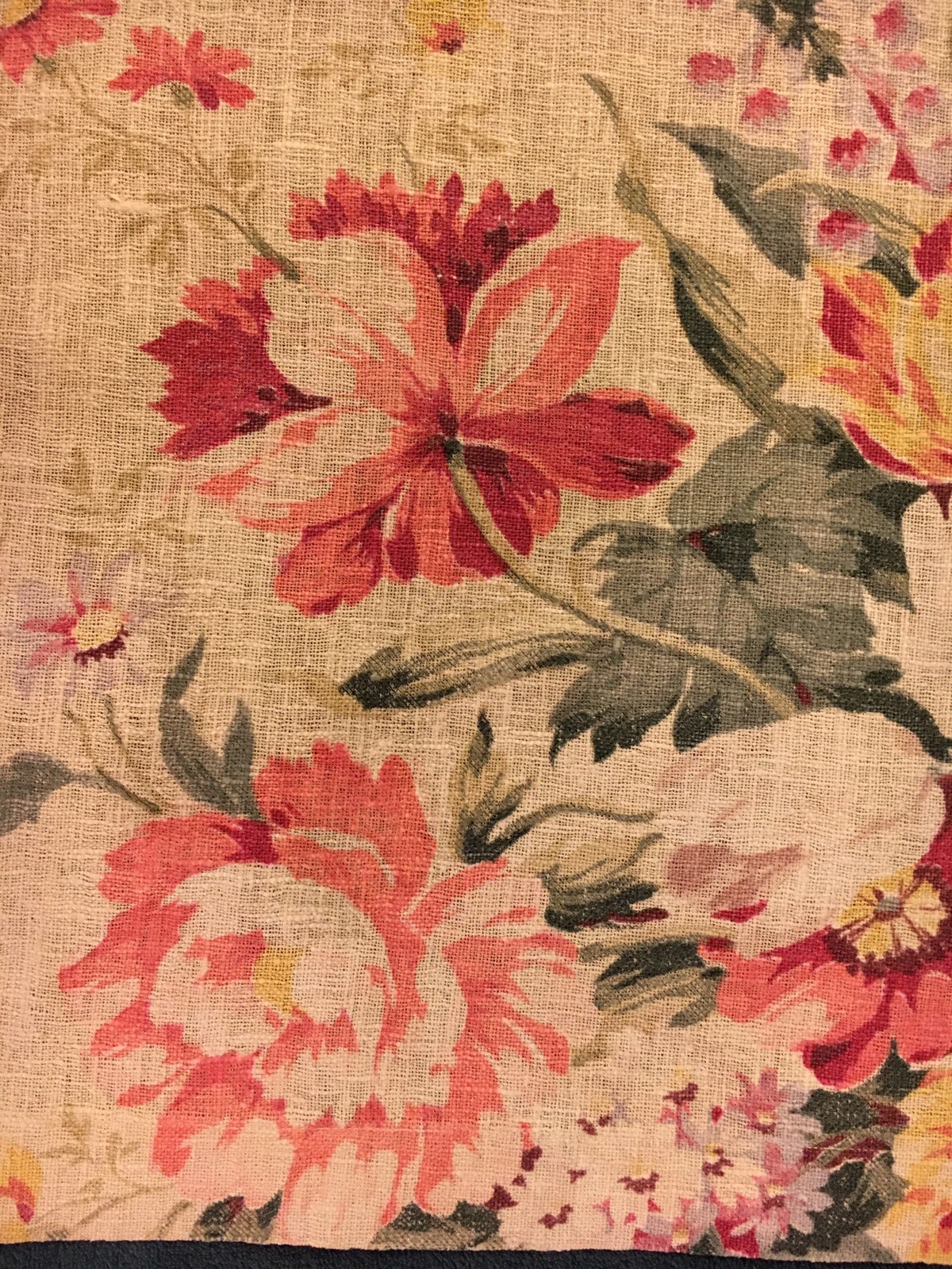 Vintage Rose Linen Fabric - 33” X 15”