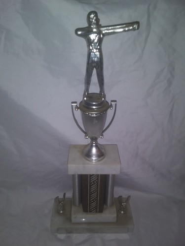 Collection of 10 vintage mens archery trophies