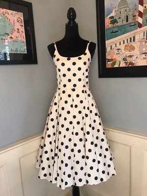 NWT Black White Polka Dot Retro Vintage Style Midi Dress The Pretty Dress Co sz6