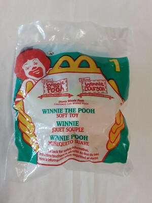 Mc Donald's 1999 Disney Winnie The Pooh Soft Toy W/Clip #1 BRAND NEW IN PACKAGE!