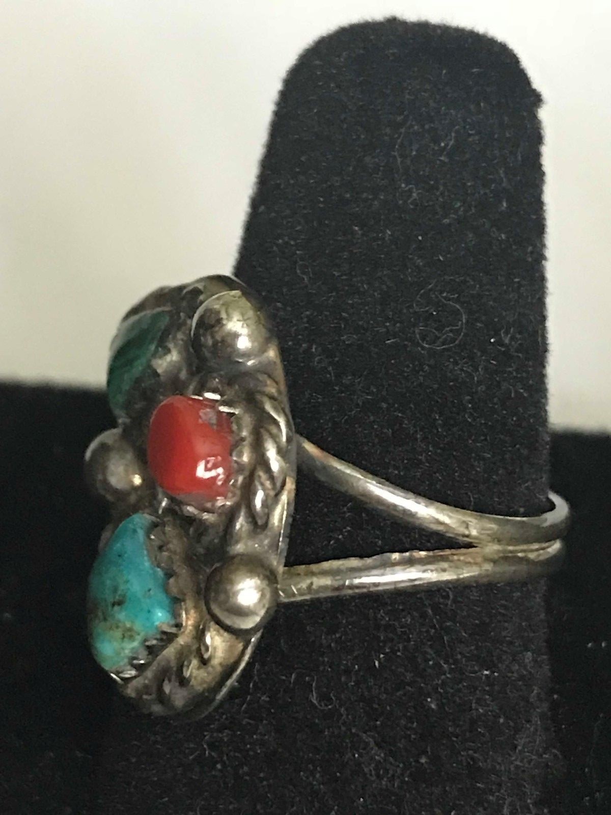 Vintage Southwestern Sterling Silver Multi Stone Ring - Size 7 1/4