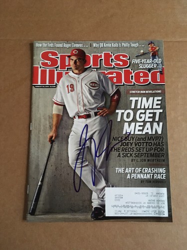 Reds legend Joey Votto signed Sports Illustrated with label