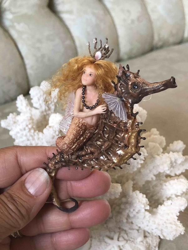 Julie Mansergh / Fairies In The Attic FITA - Seahorse Mermaid OOAK Fairy Faerie