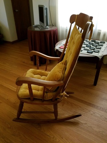 Antique solid wood adult rocking chair, Vintage wood rocking chair, wood rocker
